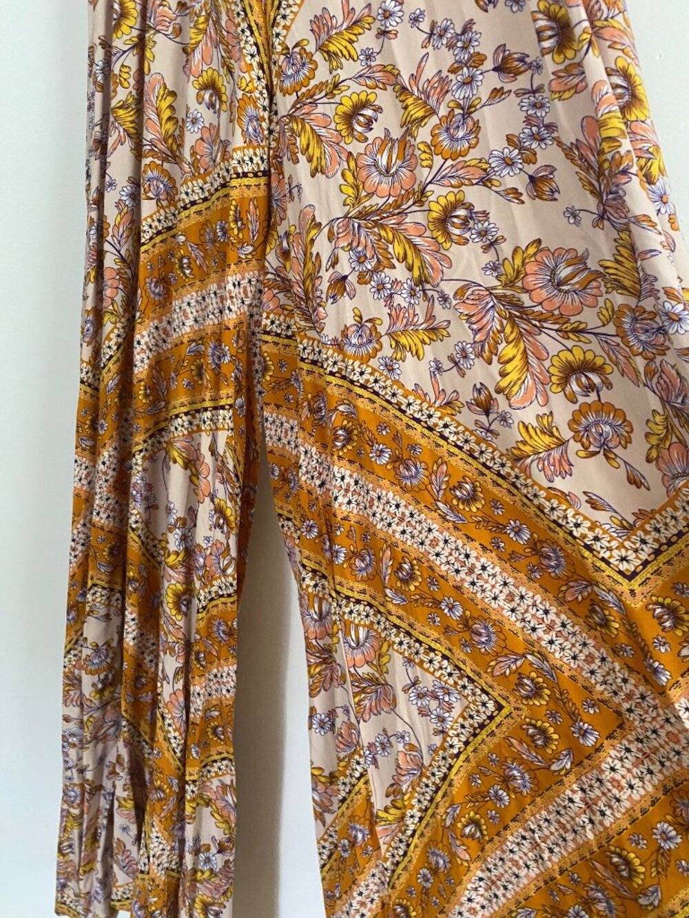 NWT Jaase Bohemian Floral Wide-Leg Jumpsuit Tassels, Elastic Waist Size S - Picture 5 of 9